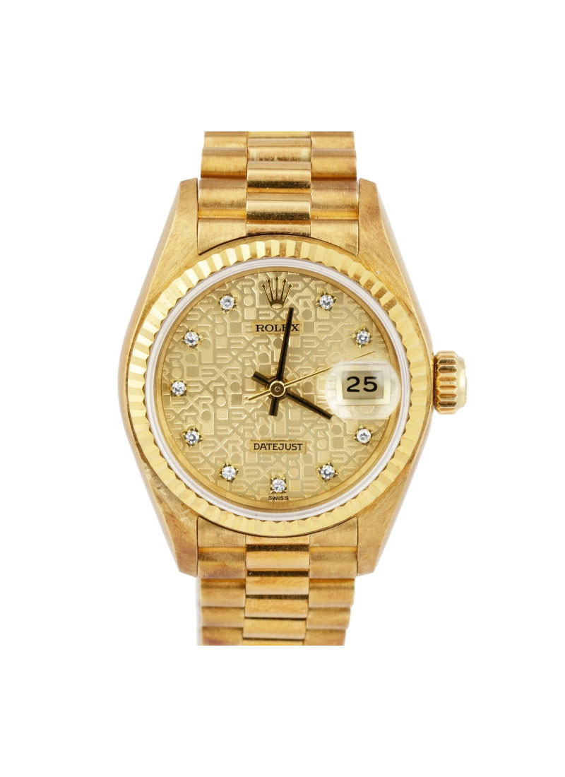 Pre-Owned Rolex Ladies President in Yellow Gold with Fluted Bezel