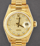 Ladies President in Yellow Gold with Fluted Bezel on  President Bracelet with Champagne Jubilee Diamond Dial