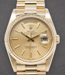 Presidential - New Style - 36mm - Yellow Gold - Fluted Bezel  on President Bracelet with Champagne Tapestry Stick Dial