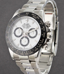 Daytona 40mm in Steel with Black Ceramic Bezel on  Oyster Bracelet with White Dial