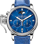 Chronofighter 1965 Lady Moon in Steel with Diamond Bezel on Blue Lizard Strap with Blue Flinque Diamond Dial