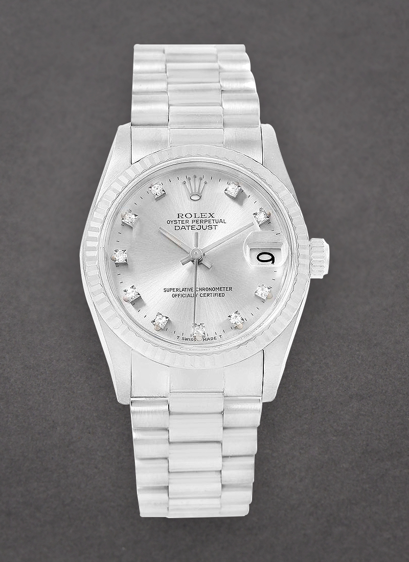 Pre-Owned Rolex President Mid Size 31mm in White Gold with Fluted Bezel