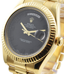 President Day-Date 41mm in Yellow Gold Fluted Bezel on President Bracelet with Black Concentric Arabic Dial