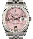 Datejust 36mm in Steel with Diamond Bezel on Jubilee Bracelet with Pink Floral Dial