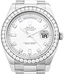 President Day-Date 41mm in White Gold with Diamond Bezel on President Bracelet with Silver Diamond Dial