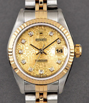 Datejust 26mm in Steel with Yellow Gold Fluted Bezel on Jubilee Bracelet with Champagne Jubilee Diamond Dial