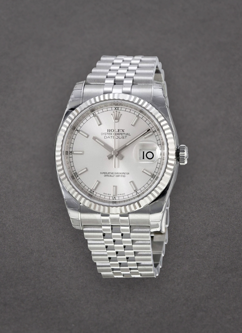 Pre-Owned Rolex Datejust 36mm with White Gold Fluted Bezel