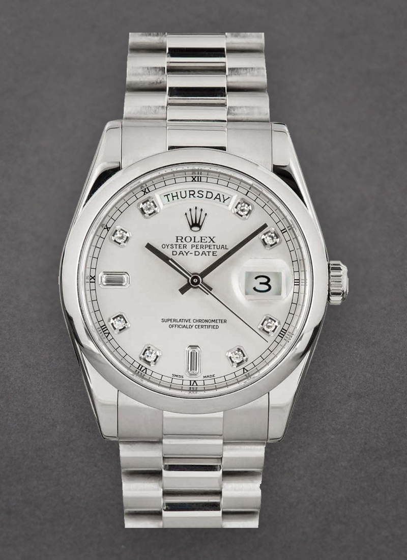 Pre-Owned Rolex Day Date President 36mm in Platinum with Smooth Bezel