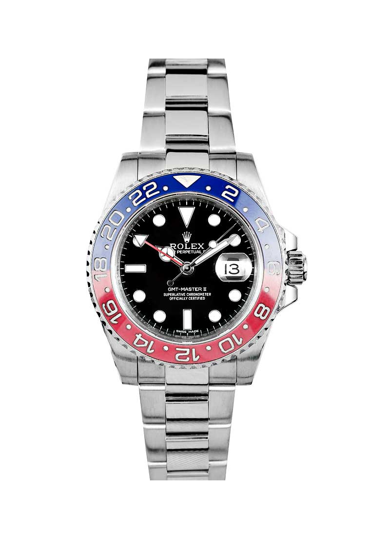 Pre-Owned Rolex GMT Master II Red and Blue Ceramic Bezel 18K White Gold