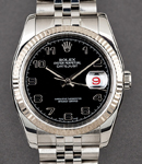 Datejust 36mm with White Gold Fluted Bezel    on Jubilee Bracelet with Black Arabic Dial