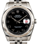 Datejust 36mm with White Gold Fluted Bezel    on Jubilee Bracelet with Black Arabic Dial