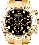 Daytona Chronograph 40mm in Yellow Gold with Tachymeter Bezel on Oyster Bracelet with Black Diamond Dial
