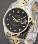 2-Tone Datejust 36mm on Jubilee Bracelet with Black Dial with Diamond Hour Marker