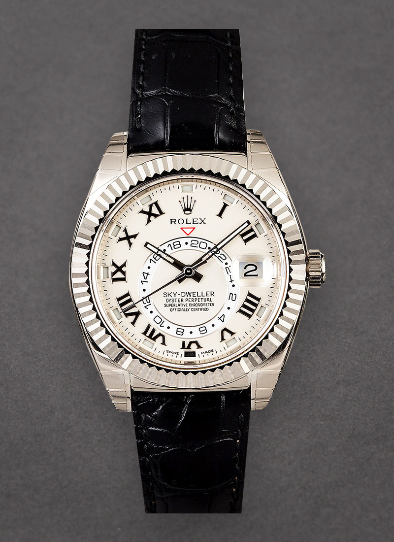 Pre-Owned Rolex Sky Dweller in White Gold with Fluted Bezel