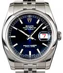 Datejust 36mm in Steel with Domed Bezel on Jubilee Bracelet with Blue Luminous Stick Dial