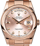 President 36mm in Rose Gold with Smooth Bezel  on Oyster Bracelet with Rose Diamond Dial