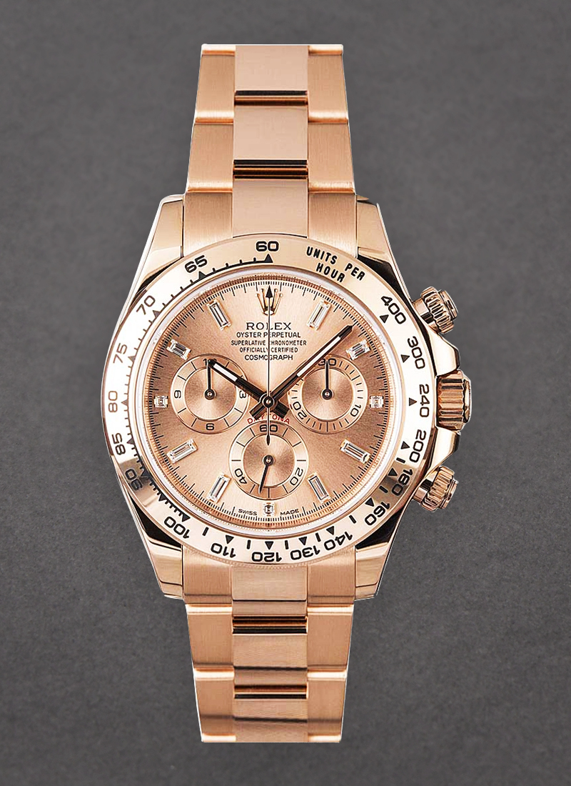 116505 used pink diamond Rolex Daytona Rose Gold on Bracelet Essential Watches