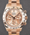 Daytona 40mm in Rose Gold with Engraved Bezel on Oyster Bracelet with Pink Baguette Diamond Dial