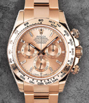 Daytona 40mm in Rose Gold with Engraved Bezel on Oyster Bracelet with Pink Baguette Diamond Dial