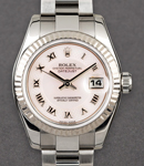 Datejust Lady's in Steel with Fluted Bezel on Steel Oyster Bracelet with Pink Mother of Pearl Roman Dial