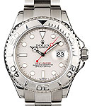 Yacht-master 40mm in Steel with Platinum Bezel on Oyster Bracelet with Silver Index Dial