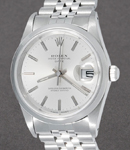 Date - 34mm - Smooth Bezel  on Jubilee Bracelet with Silver Stick Dial