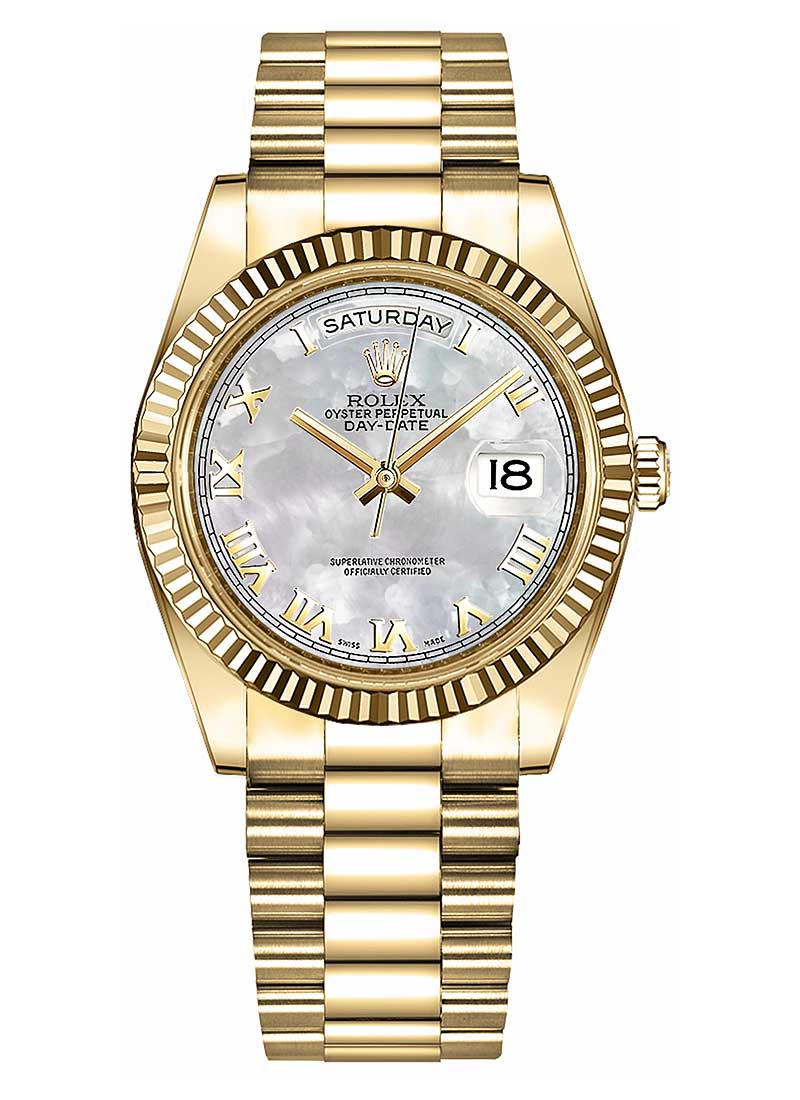 Pre-Owned Rolex President Day Date 36mm in Yellow Gold with Fluted Bezel