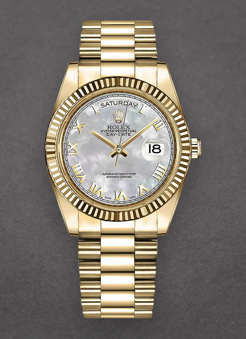 Pre-Owned Rolex President Day Date 36mm in Yellow Gold with Fluted Bezel