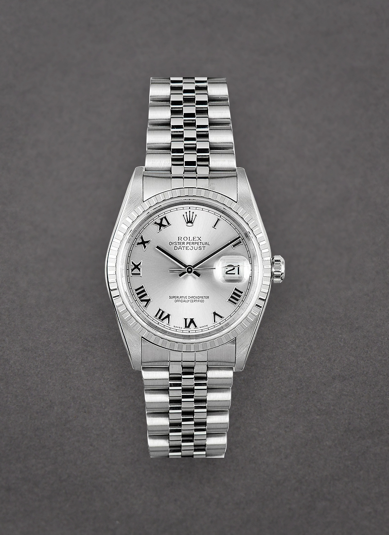 Pre-Owned Rolex Datejust 36mm in Steel with Engine Turned Bezel