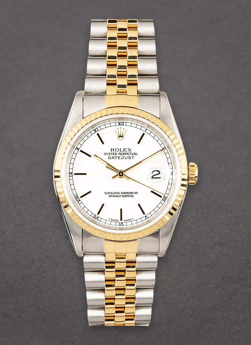 Pre-Owned Rolex Datejust 36mm in Steel with Yellow Gold Fluted Bezel