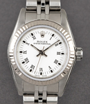 Oyster Perpetual No Date Lady's with Steel Fluted Bezel on Jubilee Bracelet with White Roman Dial