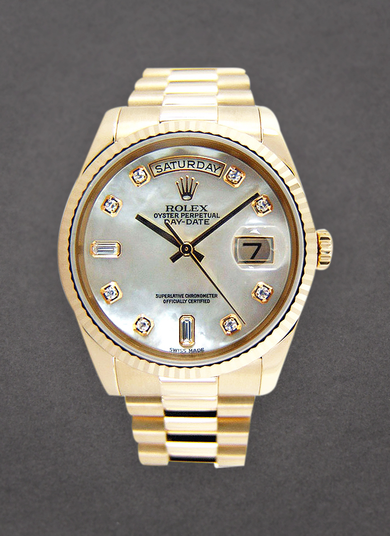 Pre-Owned Rolex President Day Date 36mm in Yellow Gold with Fluted Bezel