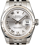Datejust Lady's in Steel with White Gold Fluted Bezel on Steel Jubilee Bracelet with Silver Roman Dial