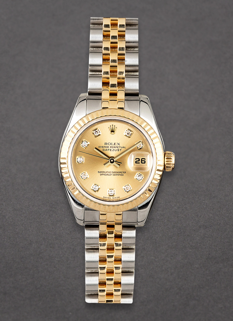 Pre-Owned Rolex Datejust Lady's 26mm in Steel with Yellow Gold Fluted Bezel