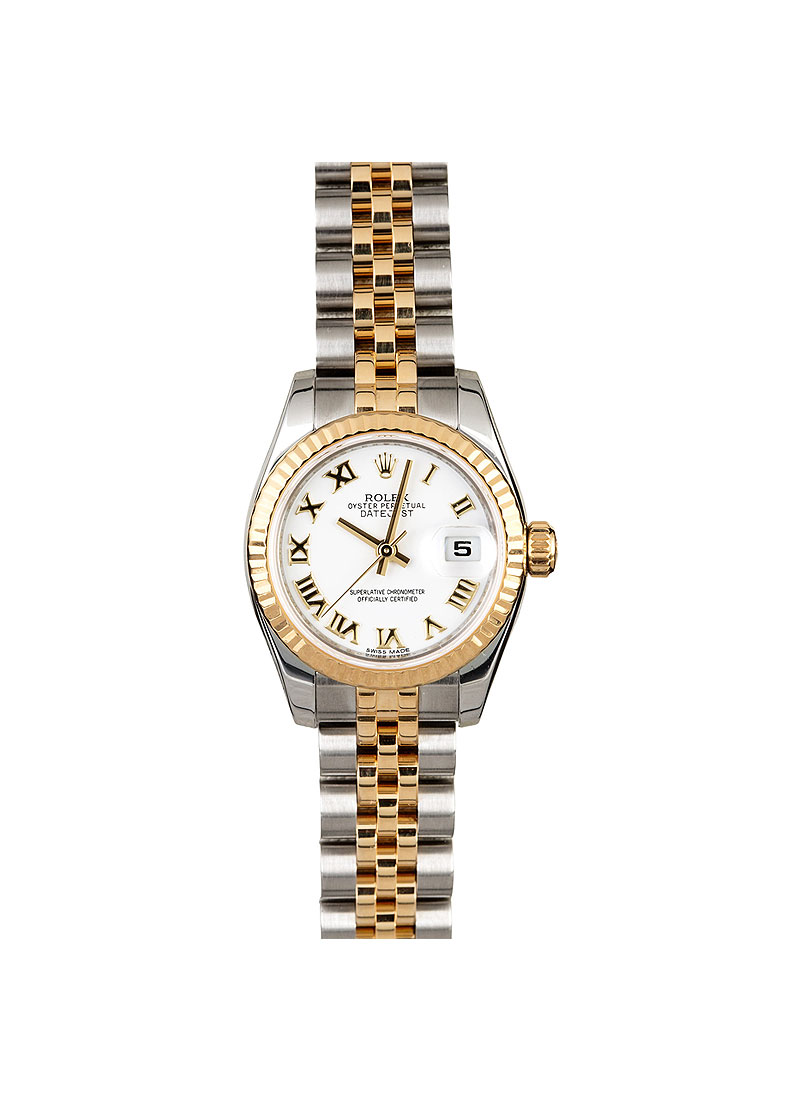Pre-Owned Rolex Datejust Ladies 26mm with Yellow Gold Fluted Bezel