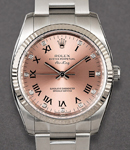 Air king 34mm in Steel with White Gold Fluted Bezel on Oyster Bracelet with Salmon Roman and Diamond Dial