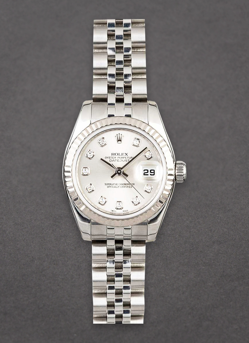 Pre-Owned Rolex Lady's Datejust in Steel with White Gold Fluted Bezel