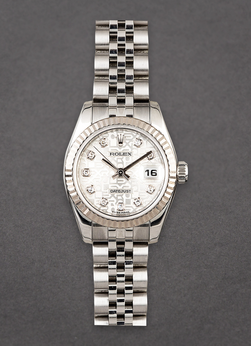 Pre-Owned Rolex Datejust Lady's in Steel with White Gold Fluted Bezel