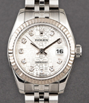 Datejust Lady's in Steel with White Gold Fluted Bezel on Bracelet with Silver Jubilee Diamond Dial