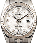 Datejust Lady's in Steel with White Gold Fluted Bezel on Bracelet with Silver Jubilee Diamond Dial