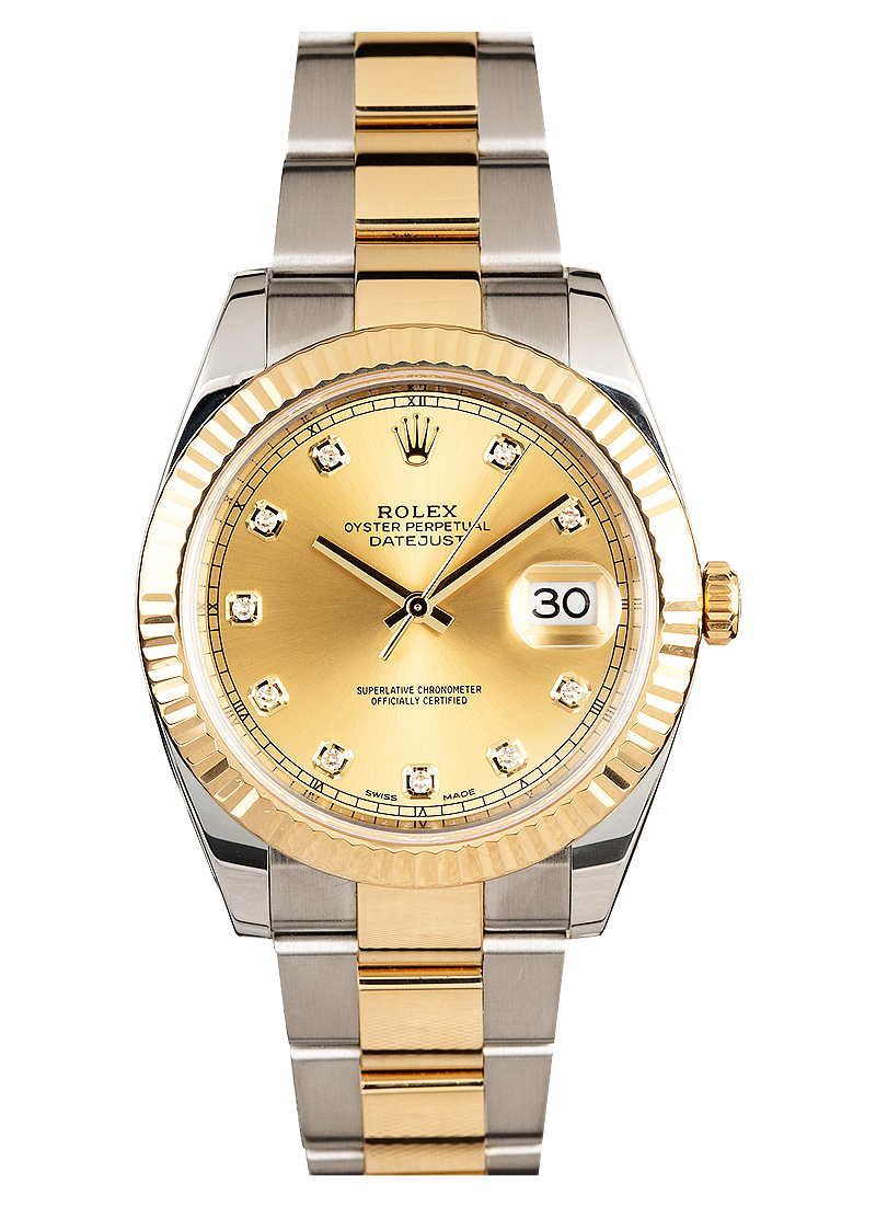 Pre-Owned Rolex 2-Tone Datejust 41mm with Yellow Gold Fluted Bezel    