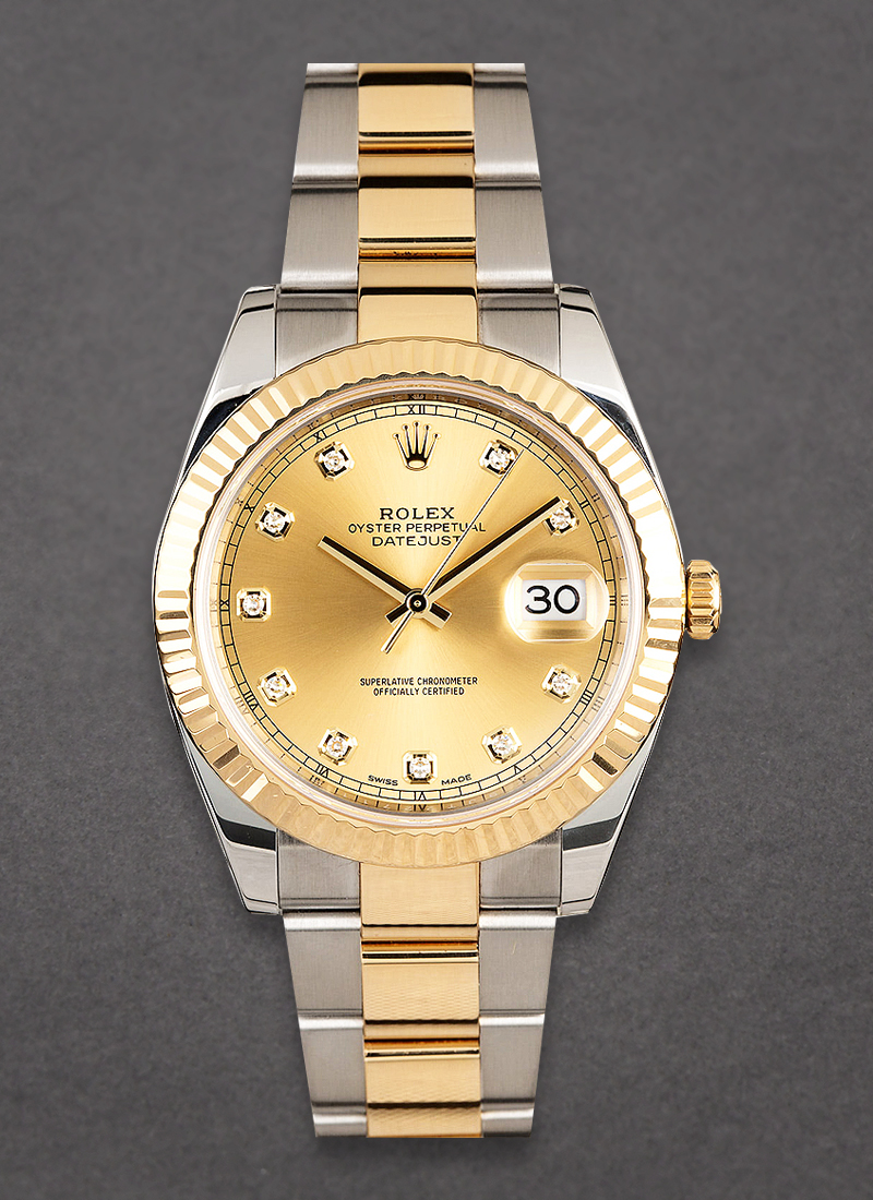 Pre-Owned Rolex 2-Tone Datejust 41mm with Yellow Gold Fluted Bezel