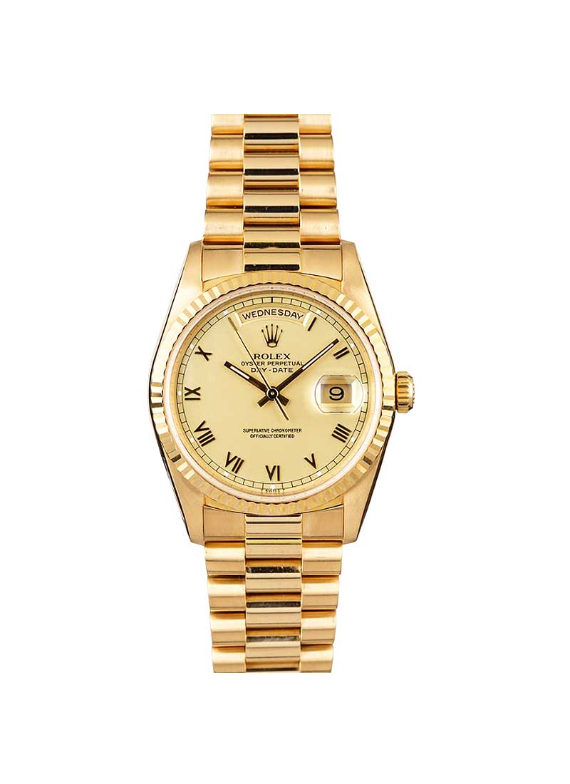 Pre-Owned Rolex Day-Date 36mm in Yellow Gold with Fluted Bezel 