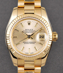 Ladies President in Yellow Gold with Fluted Bezel on Yellow Gold President Bracelet with Champagne Stick Dial