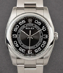 Oyster Perpetual 36mm in Steel Smooth Bezel on Oyster Bracelet with Black Concentric Dial