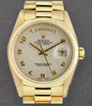 Day Date - President - 36mm - Yellow Gold - Fluted Bezel  on President Bracelet - White Jubilee Arabic Dial