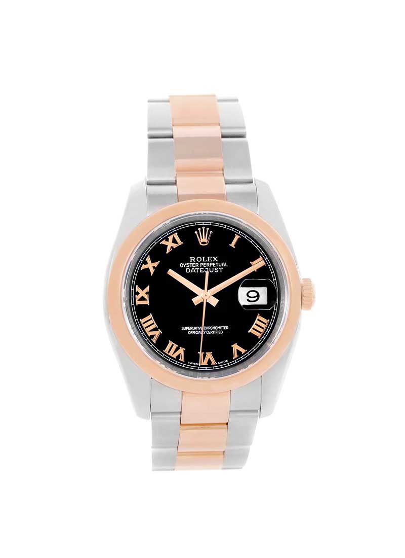 Pre-Owned Rolex 2-Tone Datejust 36mm in Rose Gold Smooth Bezel