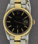 Datejust 36mm Men's with Yellow Gold Domed Bezel on Oyster Bracelet with Black Stick Dial