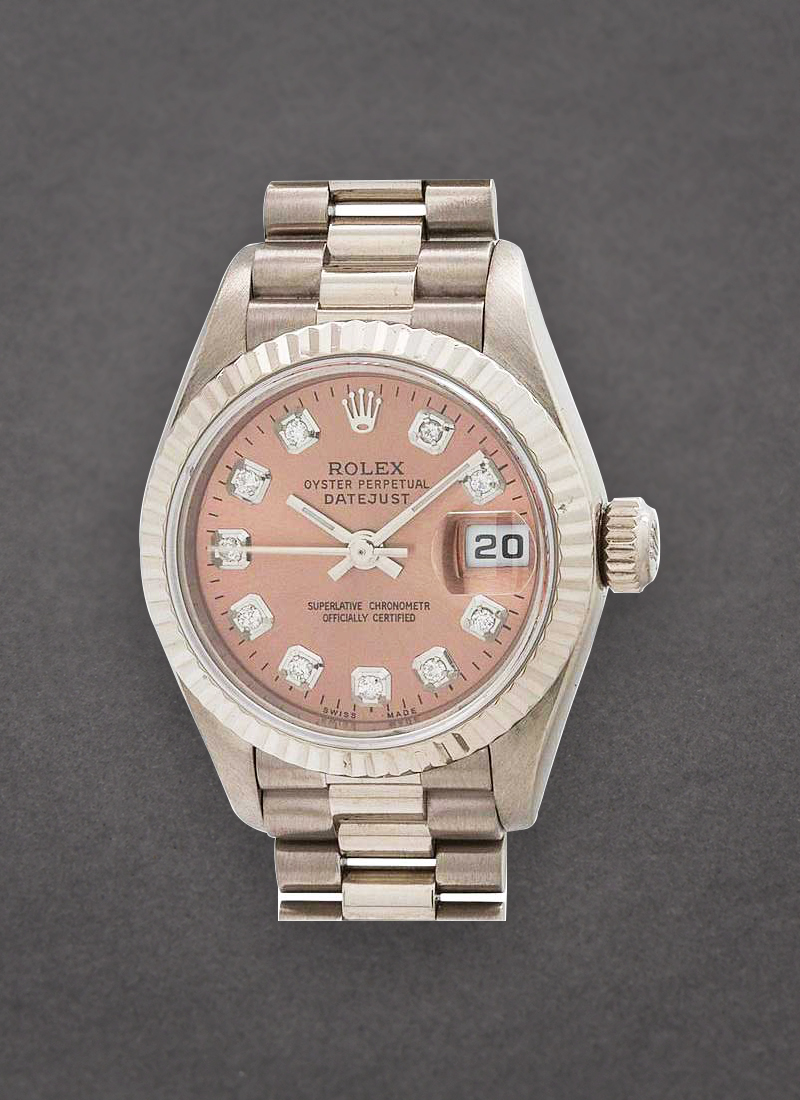 Pre-Owned Rolex Ladies President in White Gold with Fluted Bezel