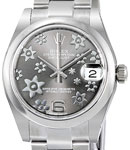 Datejust 31mm in Steel with Domed Bezel on Oyster Bracelet with Rhodium Floral Dial